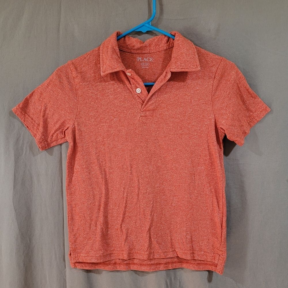 The children's place boys medium 7/8 orange short sleeve polo tee shirt